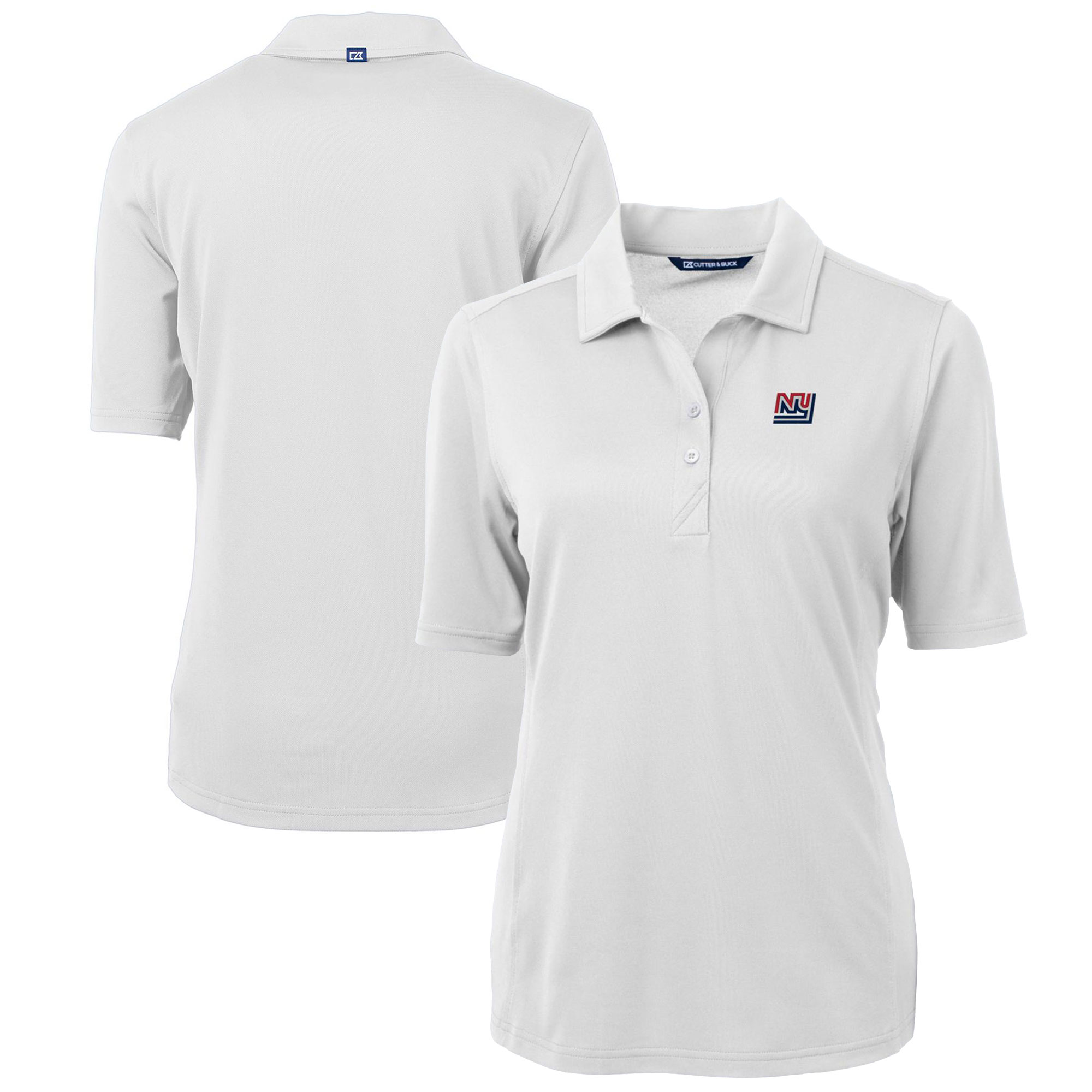 Women's Cutter & Buck White New York Giants Throwback Logo Virtue Eco Pique Recycled Polo