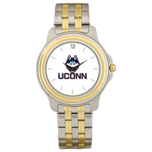 Men's Silver/Gold UConn Huskies Two-Tone Team Logo Wristwatch