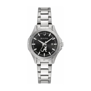Women's Bulova Black Alabama Crimson Tide Stainless Steel Sport Classic Watch