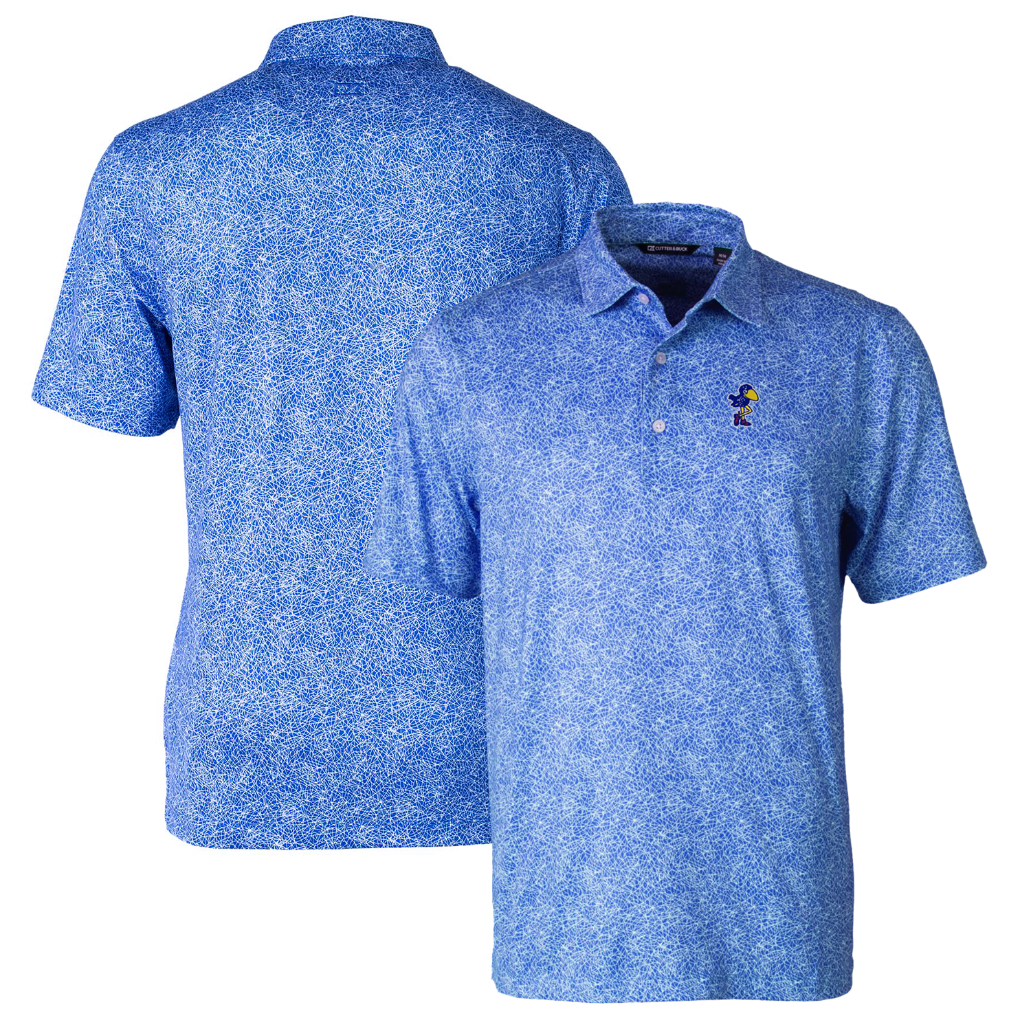 Men's Cutter & Buck Royal Kansas Jayhawks Pike Constellation Stretch Polo - Image 5