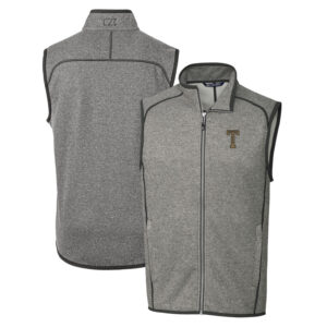 Men's Cutter & Buck Black Georgia Tech Yellow Jackets Mainsail Sweater-Knit Full-Zip Vest