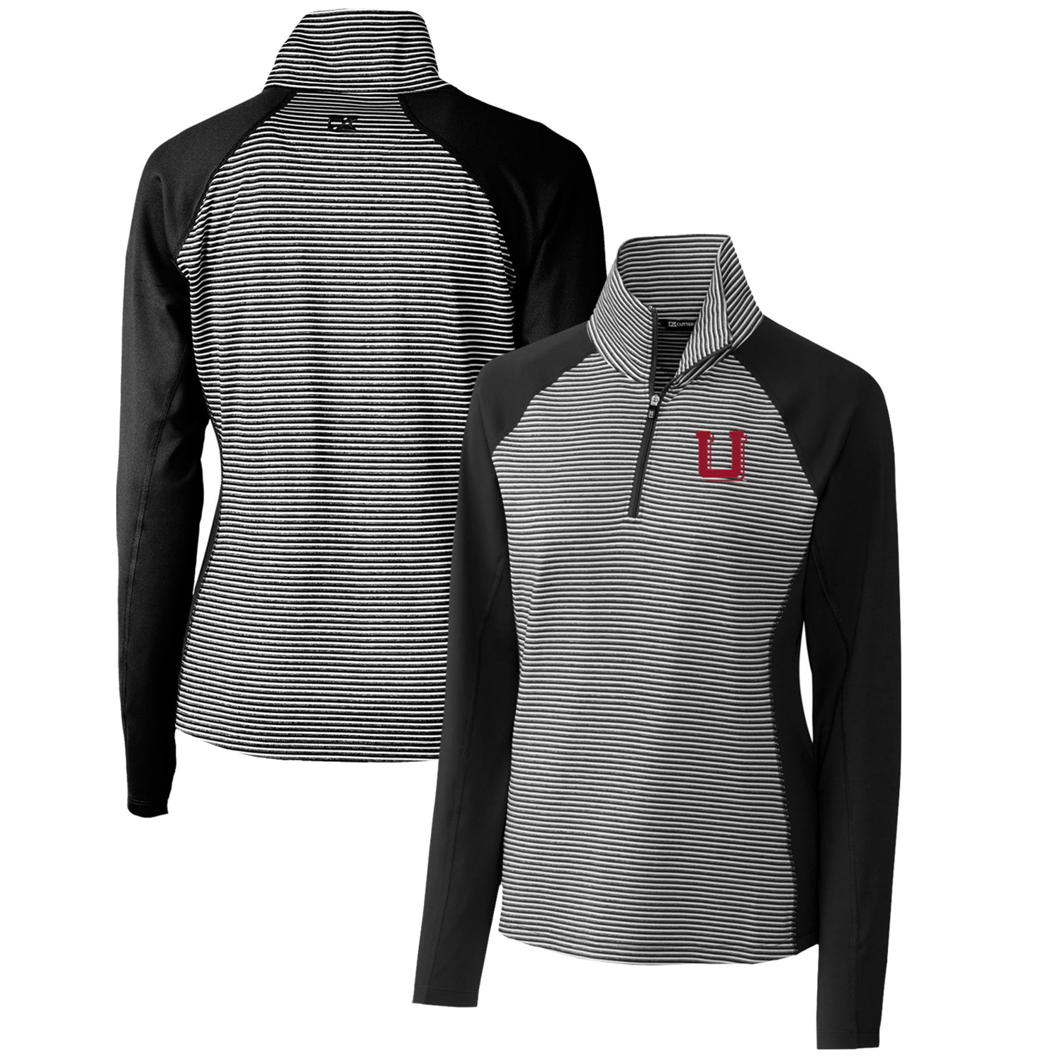Women's Cutter & Buck Black Utah Utes Forge Tonal Stripe Stretch Half-Zip Pullover Top - Image 5