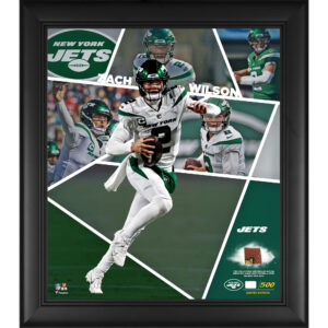 Zach Wilson New York Jets Framed 15" x 17" Impact Player Collage with a Piece of Game-Used Football - Limited Edition of 500