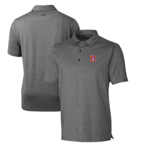 Men's Cutter & Buck Heather Charcoal Denver Broncos Throwback Logo Forge Heathered Stretch Polo