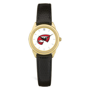 Women's Gold/Black Western Kentucky Hilltoppers Medallion Leather Watch