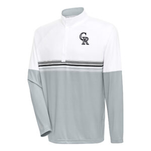 Men's Antigua White/Black Colorado Rockies Bender Quarter-Zip Pullover Top