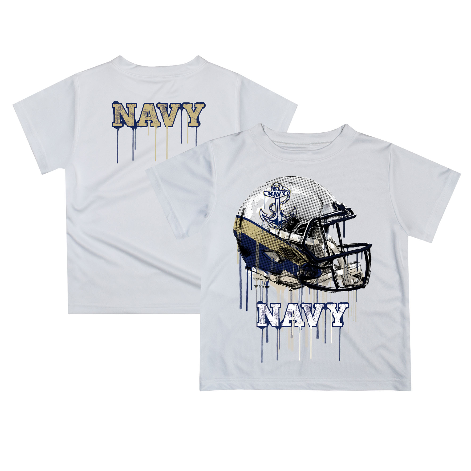Infant White Navy Midshipmen Dripping Helmet T-Shirt
