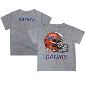 Youth Gray Florida Gators Team Logo Dripping Helmet T-Shirt