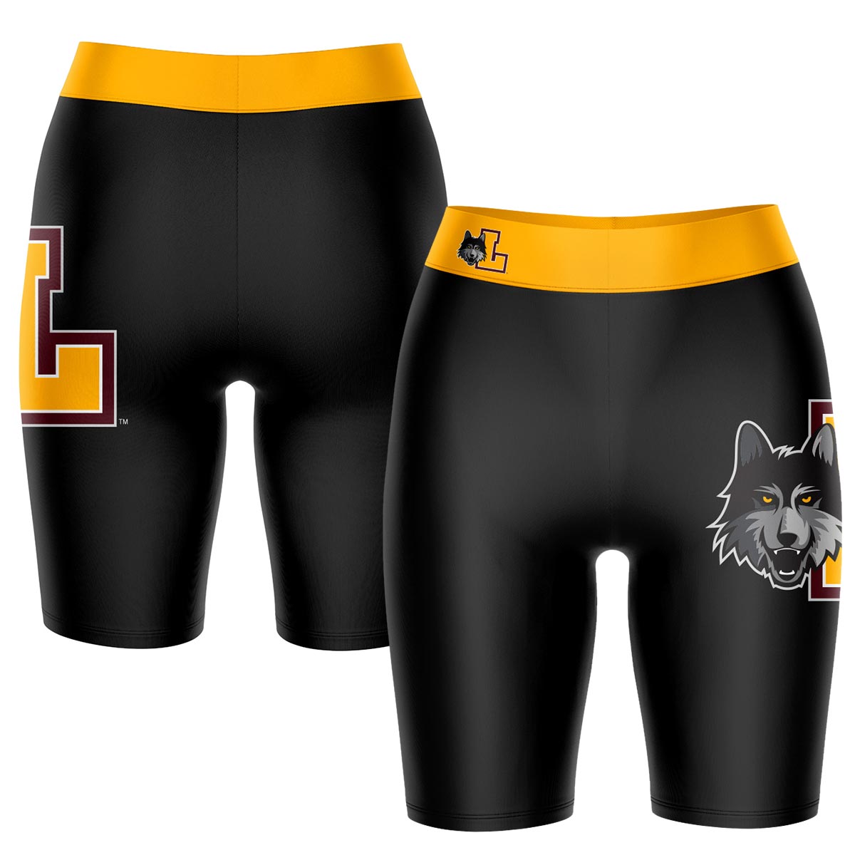Women's Black/Gold Loyola Chicago Ramblers Plus Size Logo Bike Shorts - Image 8