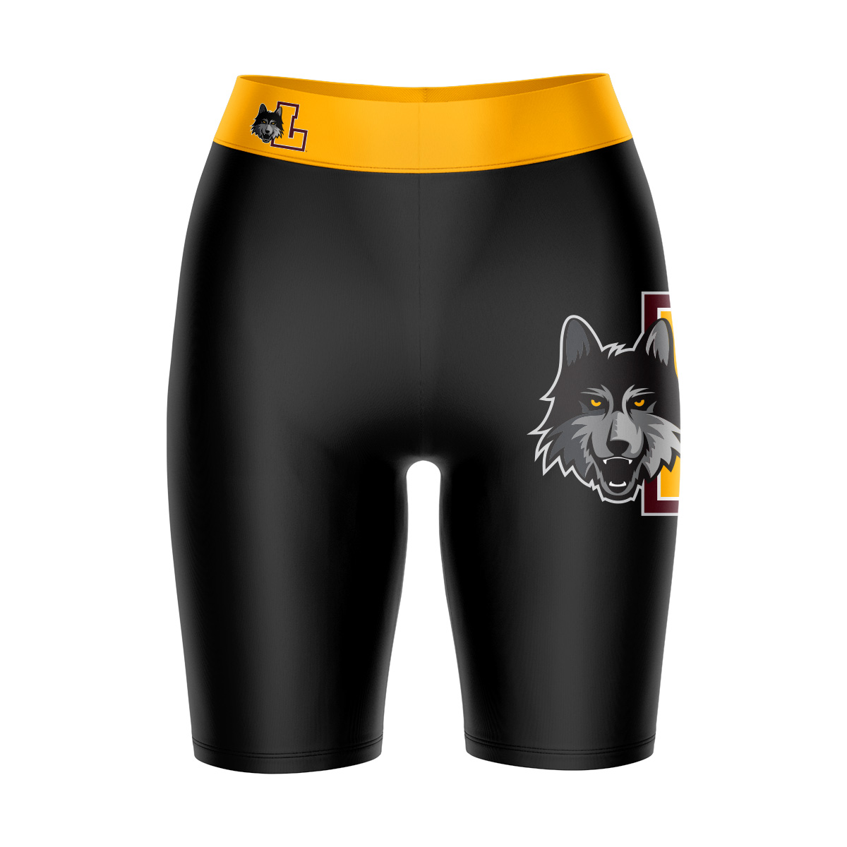 Women's Black/Gold Loyola Chicago Ramblers Plus Size Logo Bike Shorts - Image 6