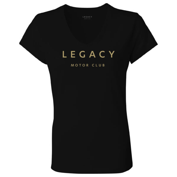 Women's Checkered Flag Black LEGACY Motor Club Team V-Neck T-Shirt - Image 6