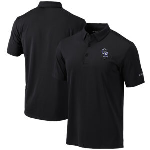 Men's Columbia Black Colorado Rockies Omni-Wick Drive Polo