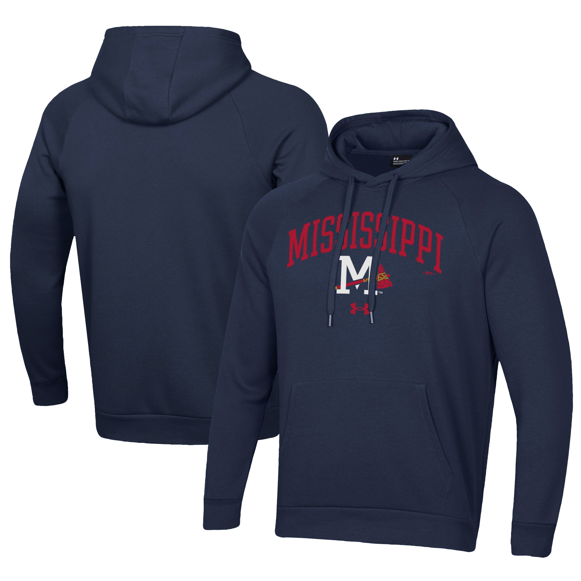 Men's Under Armour Navy Mississippi Braves All Day Fleece Pullover Hoodie