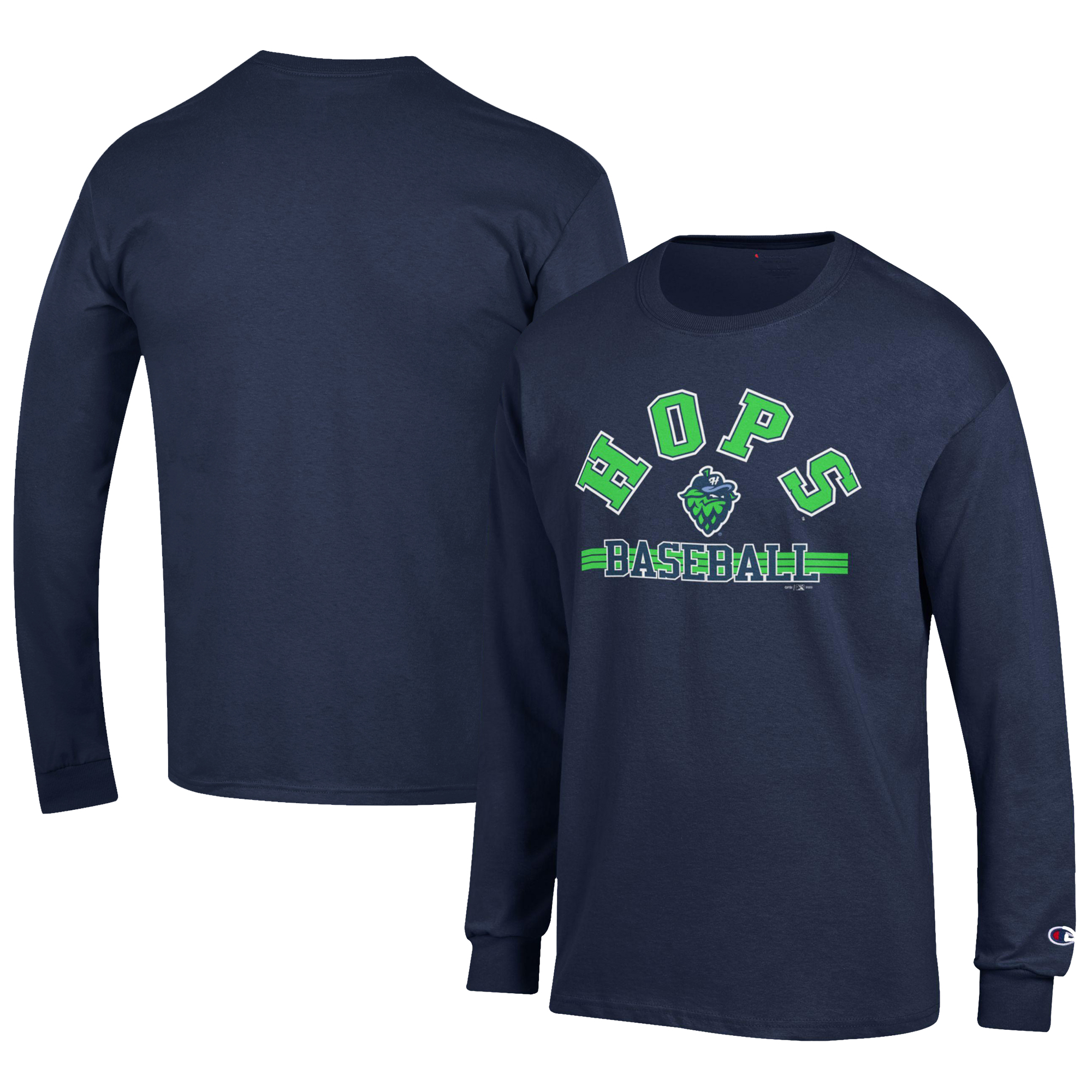 Men's Champion Navy Hillsboro Hops Jersey Long Sleeve T-Shirt - Image 5