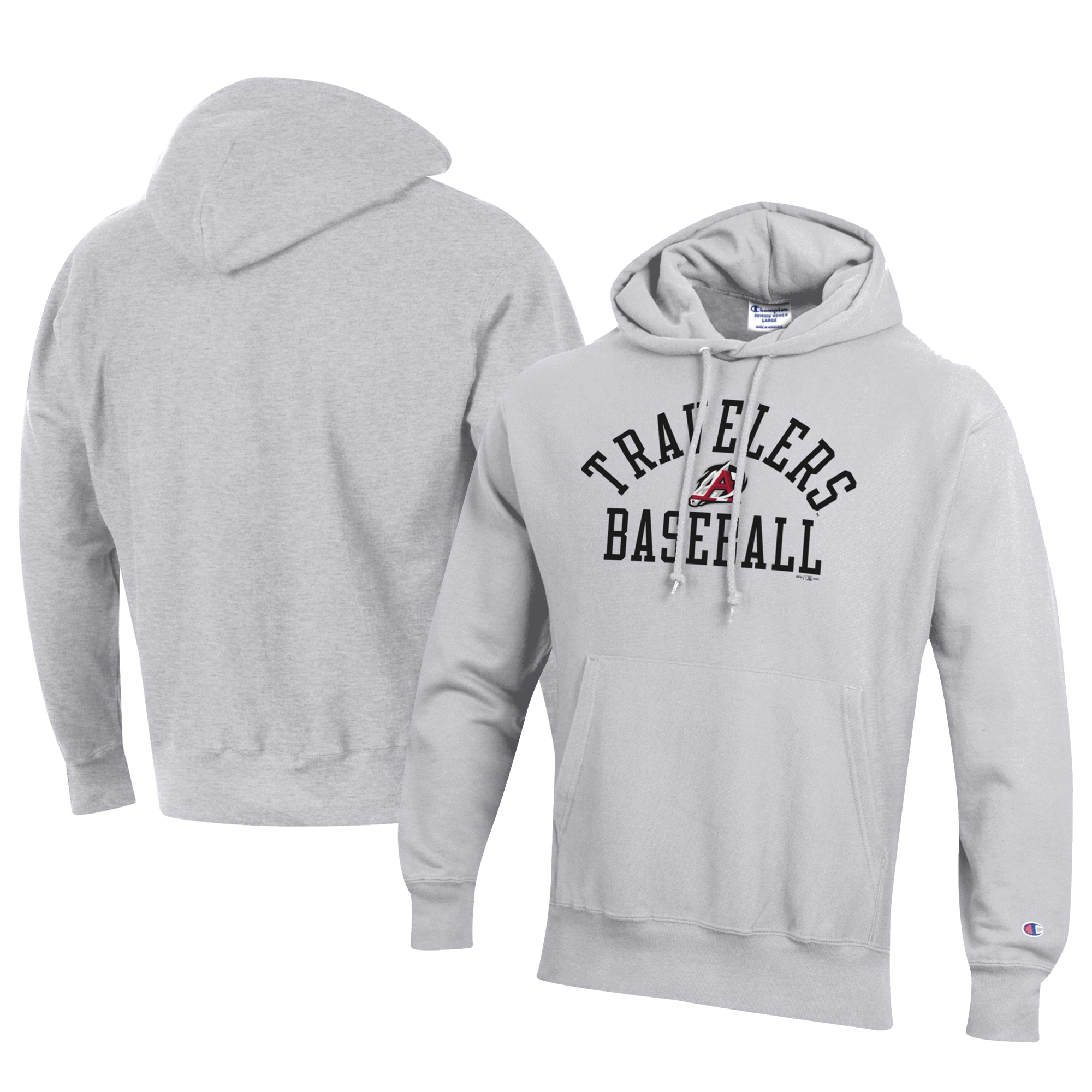 Men's Champion Gray Arkansas Travelers Baseball Reverse Weave Pullover Hoodie