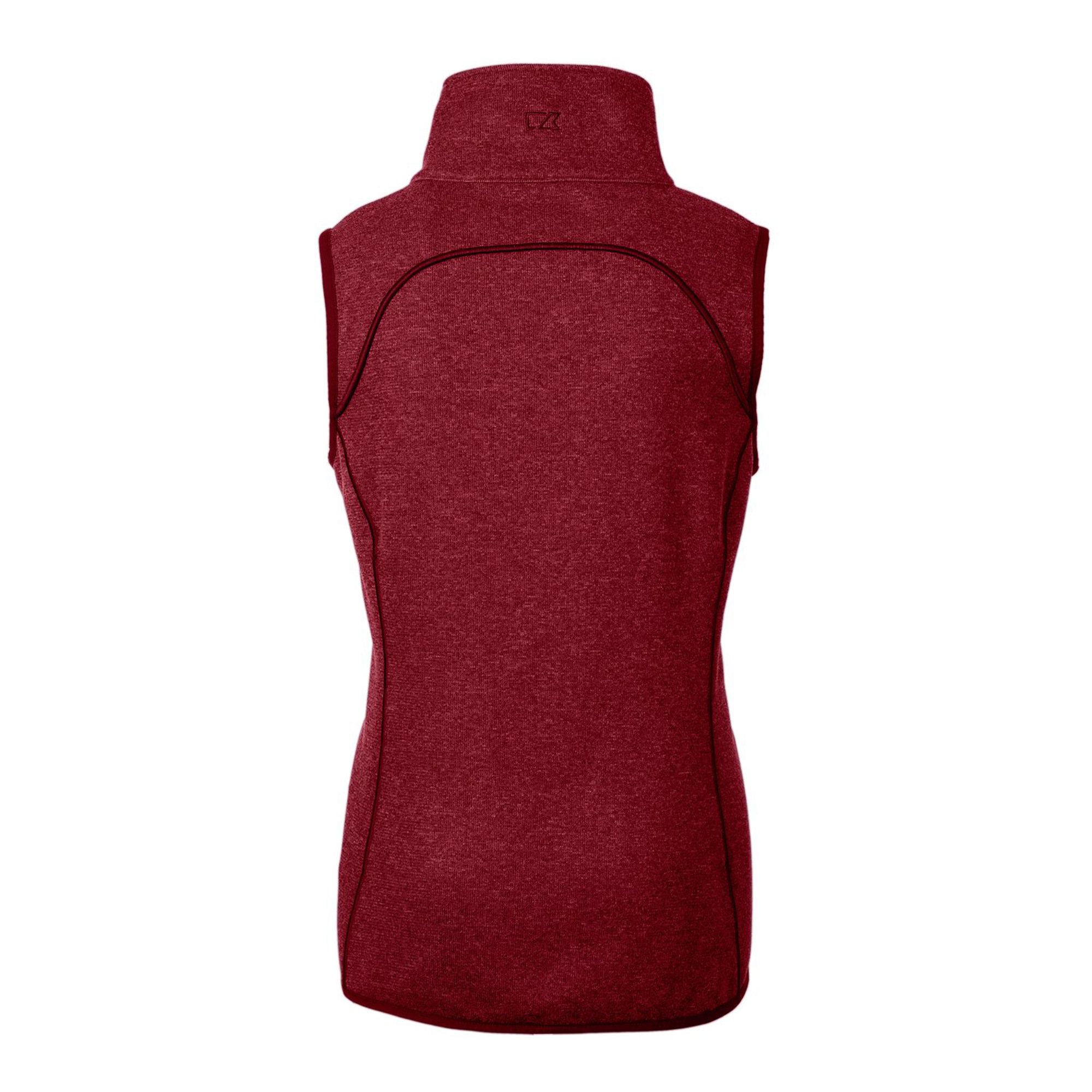 Women's Cutter & Buck Cardinal Milwaukee Brewers Americana Logo Mainsail Sweater-Knit Full-Zip Asymmetrical Vest - Image 7