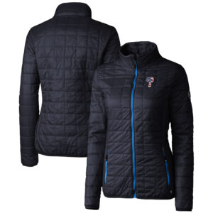 Women's Cutter & Buck Navy Philadelphia Phillies Americana Logo Rainier PrimaLoft Eco Insulated Full-Zip Puffer Jacket