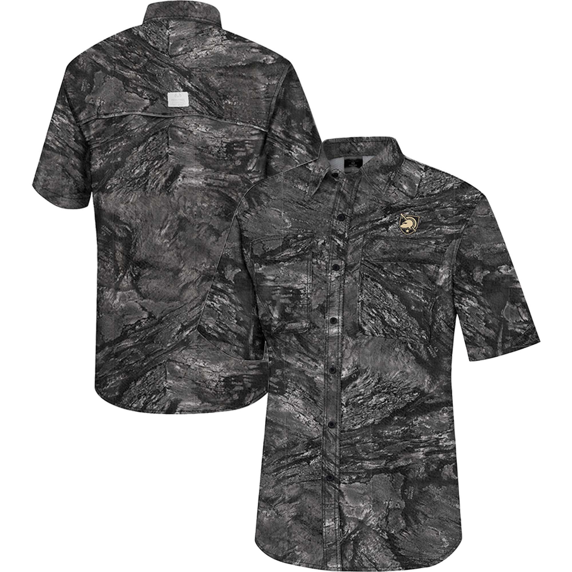 Men's Colosseum Charcoal Army Black Knights Realtree Aspect Charter Full-Button Fishing Shirt - Image 2