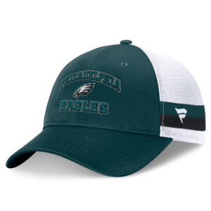 Men's Fanatics Midnight Green/White Philadelphia Eagles Fundamentals Side Stripe Trucker Adjustable Hat