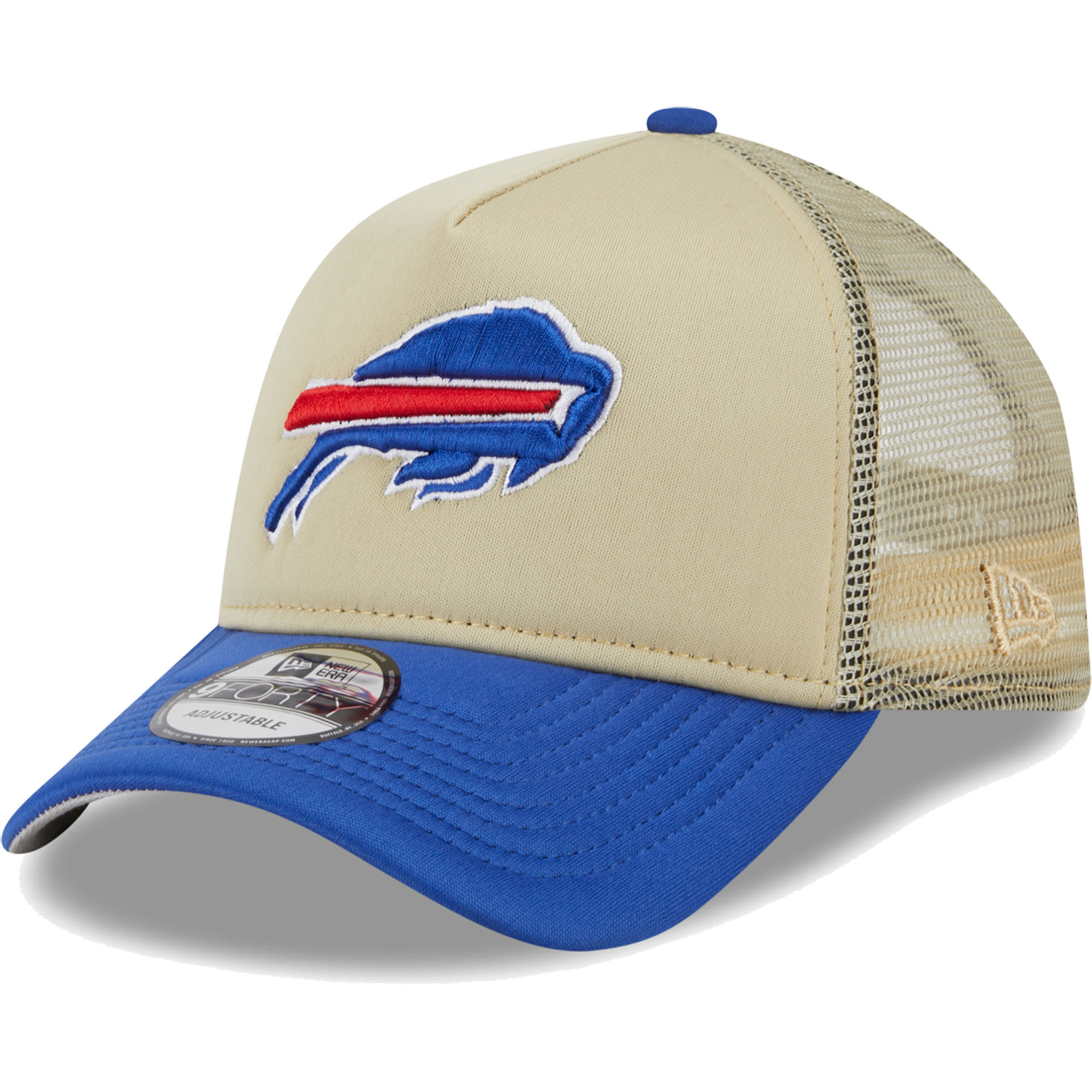 Men's New Era Tan/Royal Buffalo Bills All Day A-Frame Trucker 9FORTY Adjustable Hat
