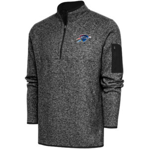 Men's Antigua  Heather Black Oklahoma City Blue Fortune Quarter-Zip Pullover Jacket