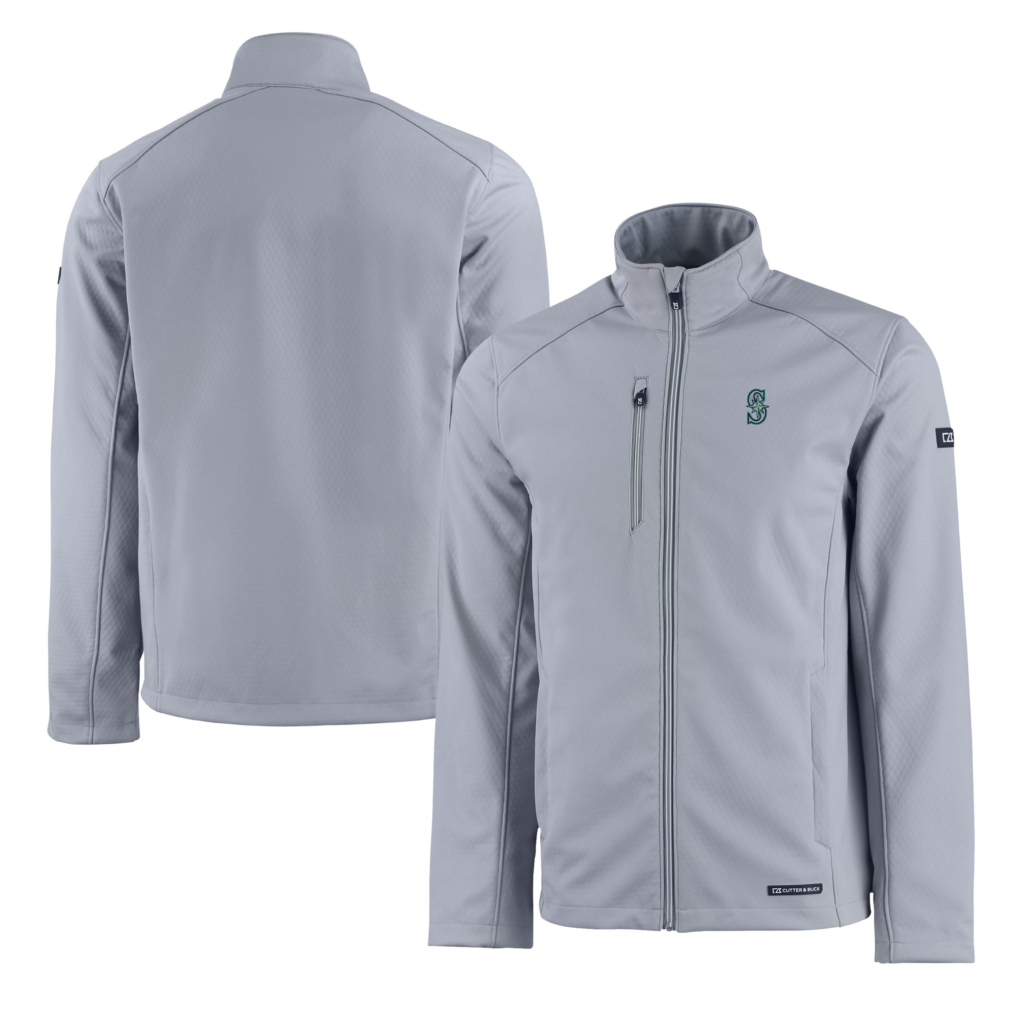 Men's Cutter & Buck Gray Seattle Mariners Evoke Eco Softshell Recycled Full-Zip Jacket - Image 5