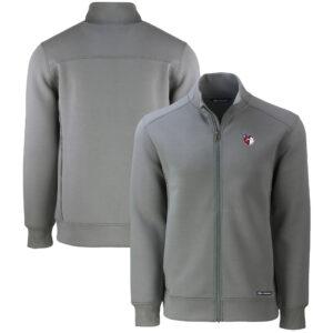 Men's Cutter & Buck  Gray Cleveland Guardians Roam Eco Recycled Full-Zip Jacket