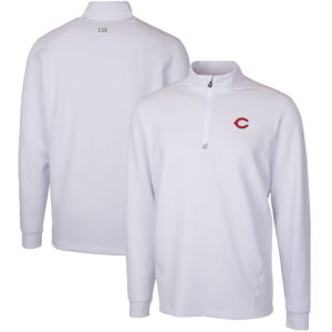 Men's Cutter & Buck  White Cincinnati Reds Traverse Stretch Quarter-Zip Pullover Top