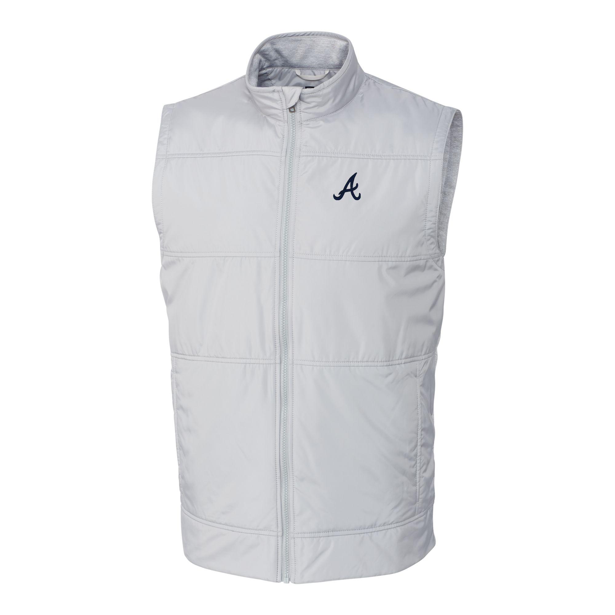 Men's Cutter & Buck Gray Atlanta Braves Big & Tall Stealth Hybrid Quilted Windbreaker Full-Zip Vest - Image 4