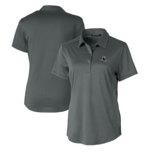 Women's Cutter & Buck  Gray Los Angeles Rams Helmet Logo DryTec Prospect Textured Stretch Polo