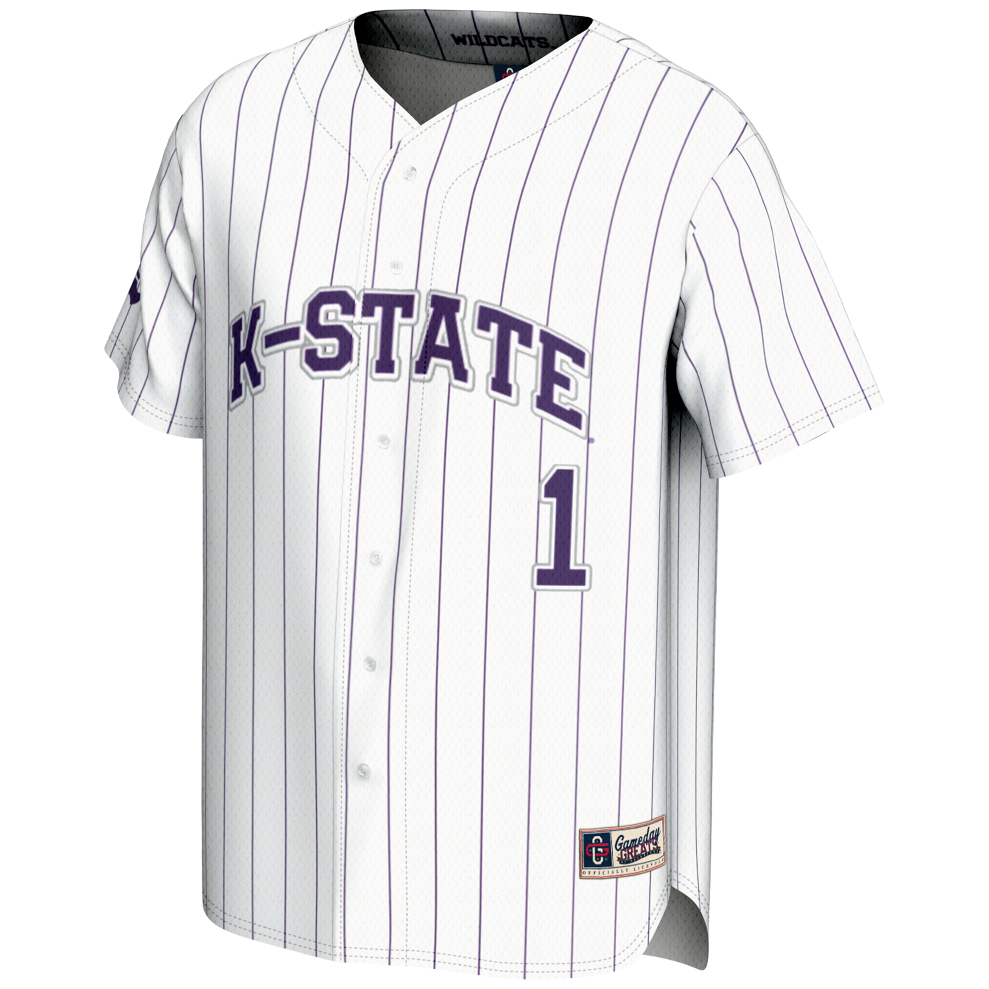 Men's GameDay Greats #1 White Kansas State Wildcats Lightweight Baseball Jersey - Image 6