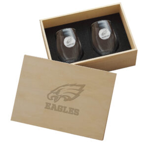 Philadelphia Eagles Two-Piece Stemless Wine Glass Set with Collector's Box