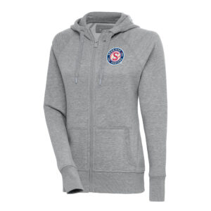 Women's Antigua  Heather Gray Spokane Indians Victory Full-Zip Hoodie