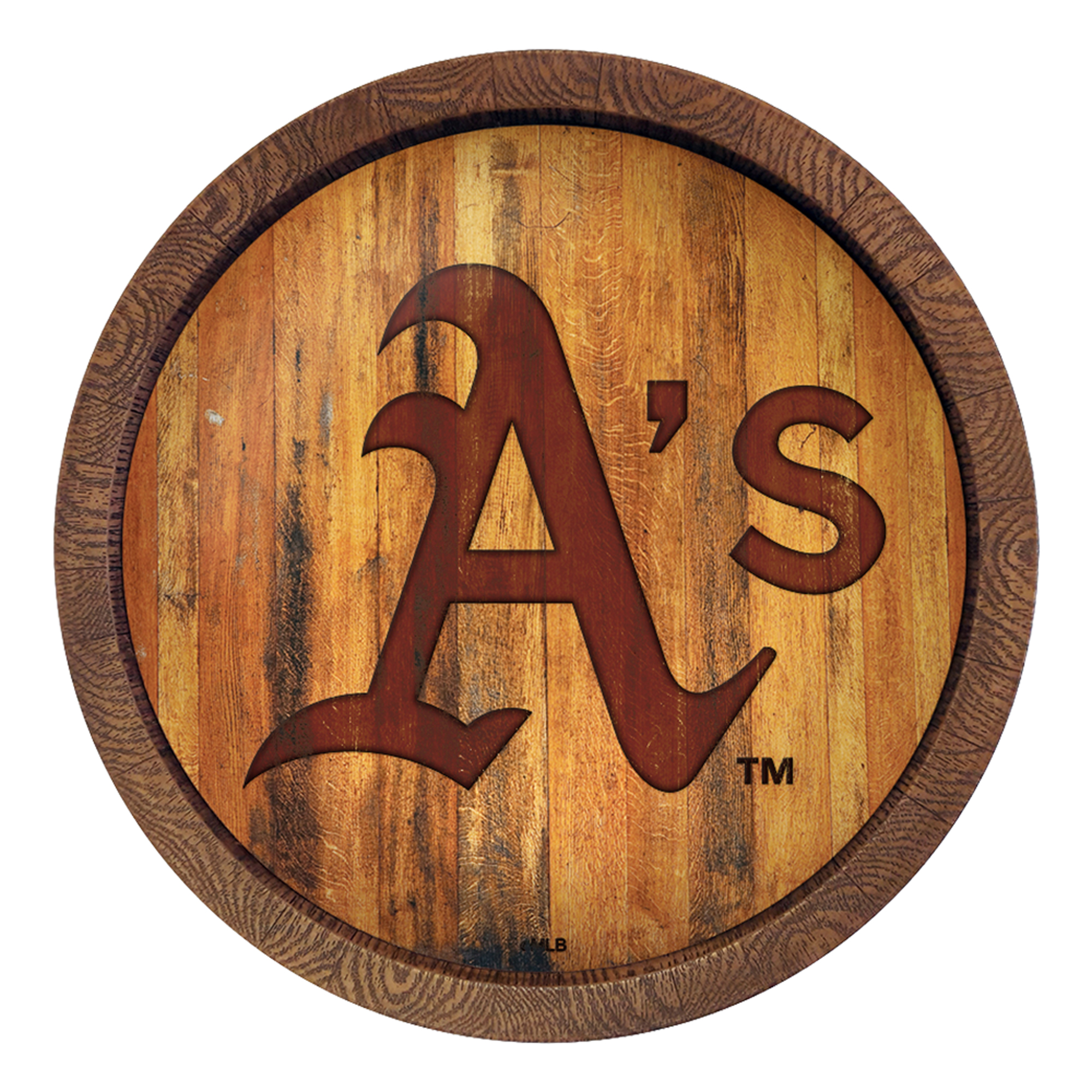 Oakland Athletics 21'' x 21'' Faux Barrel Top Sign - Image 2
