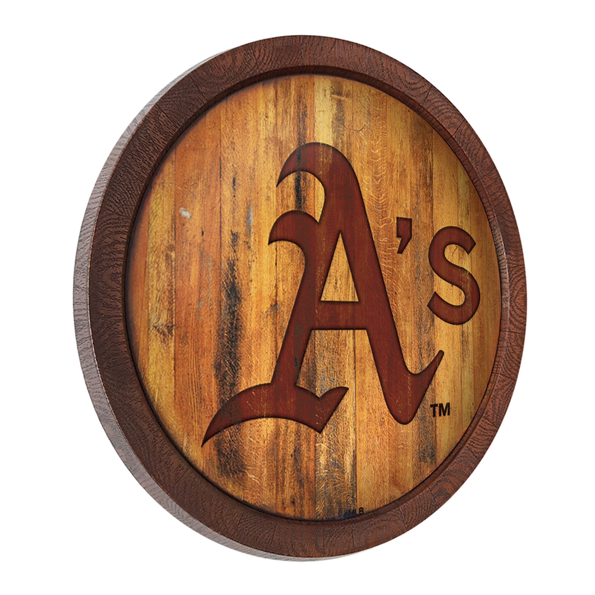 Oakland Athletics 21'' x 21'' Faux Barrel Top Sign - Image 3