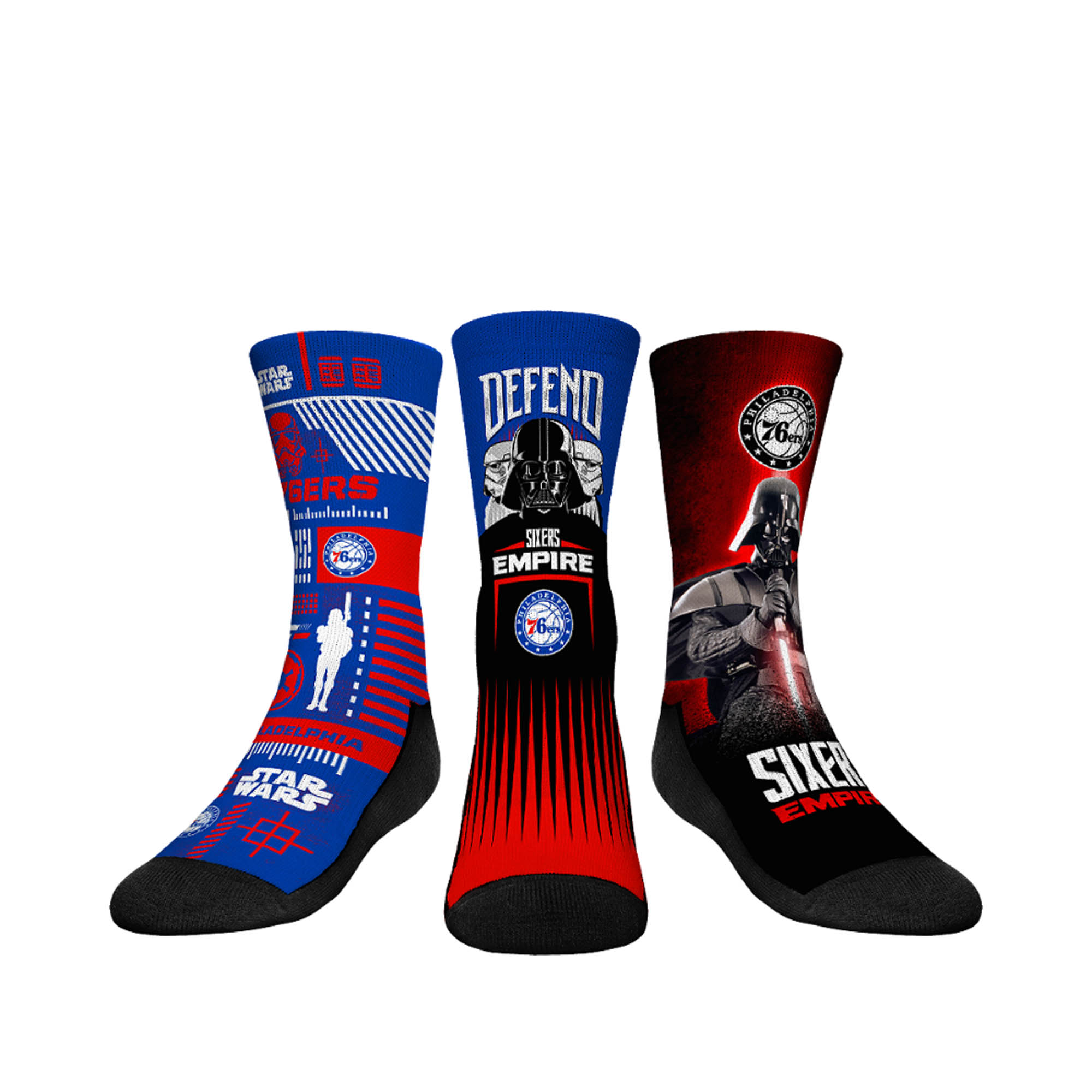 Youth Rock Em Socks Darth Vader & Stormtrooper Royal Philadelphia 76ers Three-Pack Star Wars Crew Socks Set