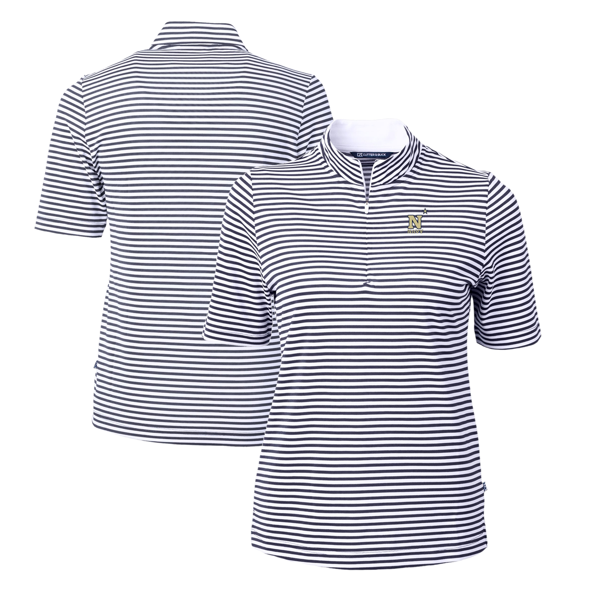Women's Cutter & Buck Navy Navy Midshipmen DryTec Virtue Eco Pique Stripe Recycled Polo
