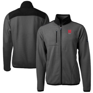 Men's Cutter & Buck  Gray Nebraska Huskers Alumni Logo Cascade Eco Sherpa Fleece Full-Zip Jacket
