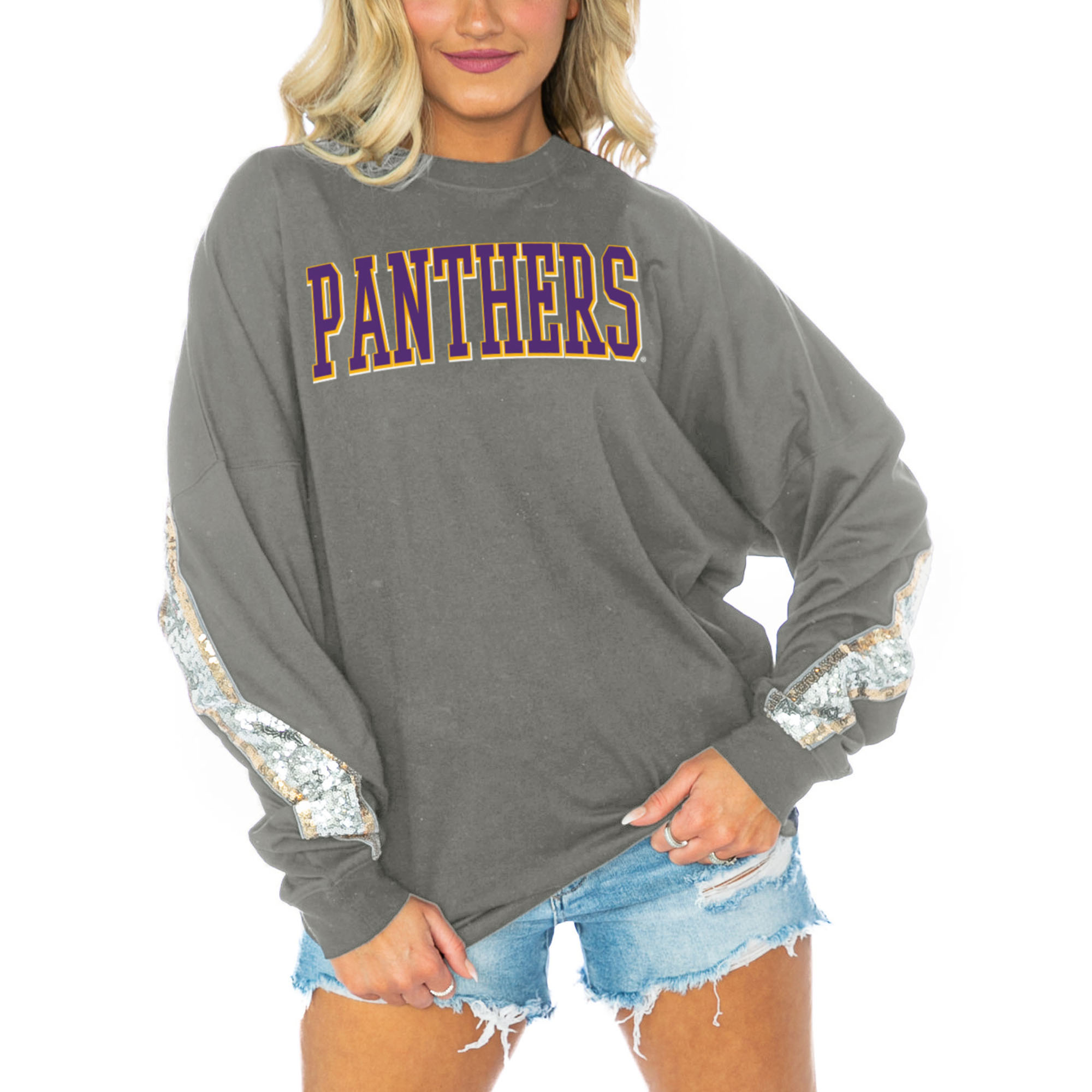 Women's G-III 4Her by Carl Banks Heather Gray Chicago Cubs Flowers Graphic Pullover Sweatshirt - Image 2