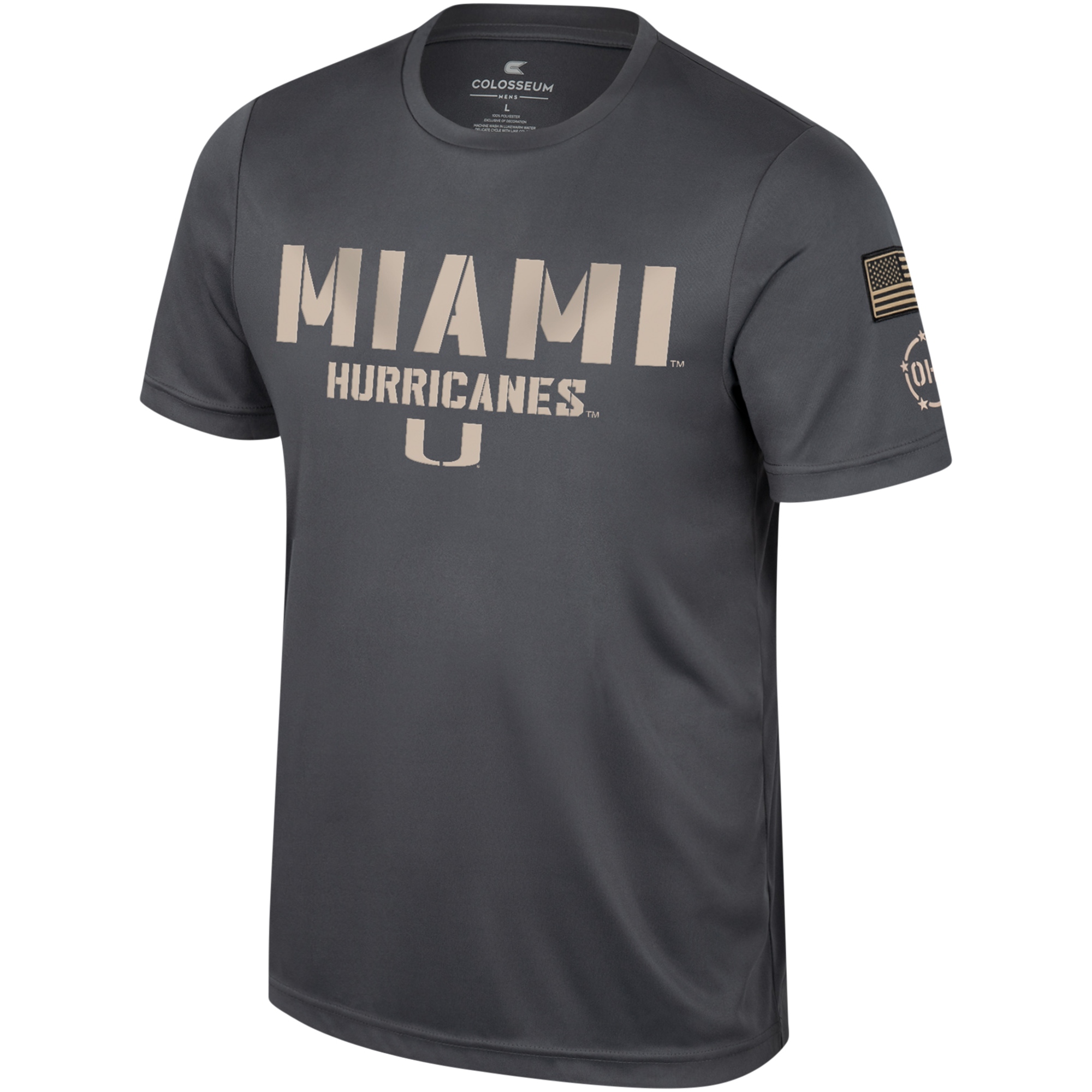 Men's Colosseum Charcoal Miami Hurricanes OHT Military Appreciation T-Shirt - Image 7
