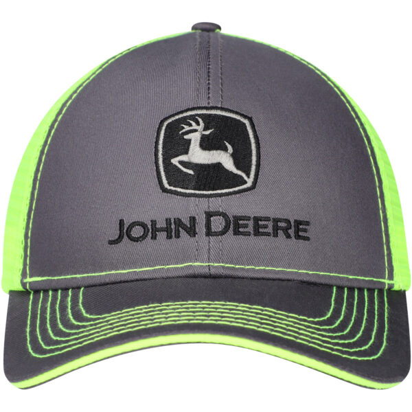 Men’s Charcoal/Neon Green John Deere Neon Trucker Adjustable Hat - Image 7