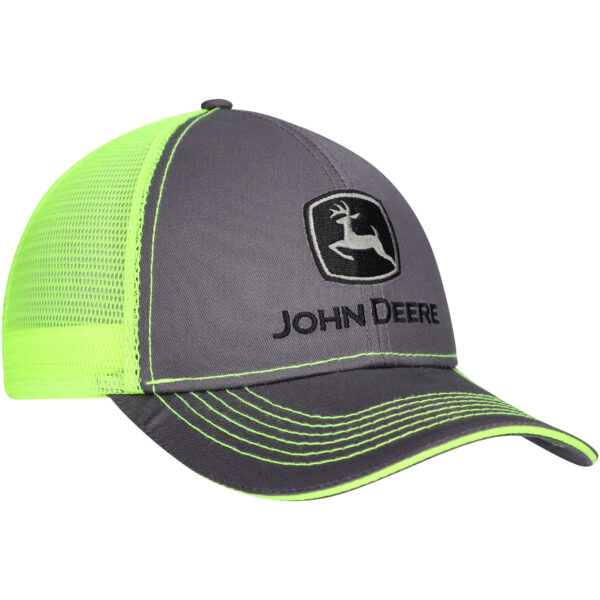 Men’s Charcoal/Neon Green John Deere Neon Trucker Adjustable Hat - Image 8