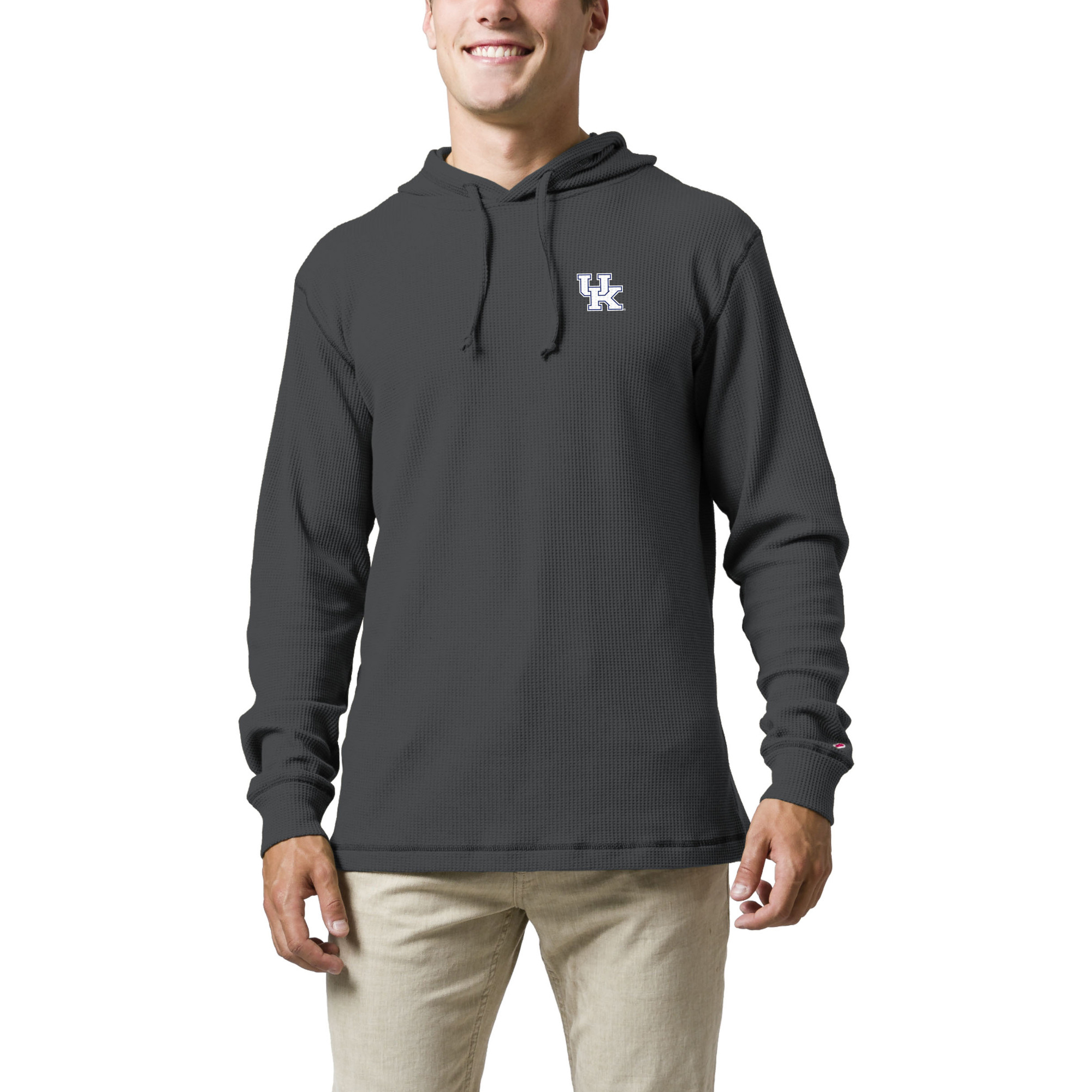 Men's League Collegiate Wear Charcoal Kentucky Wildcats Waffle Knit Pullover Hoodie