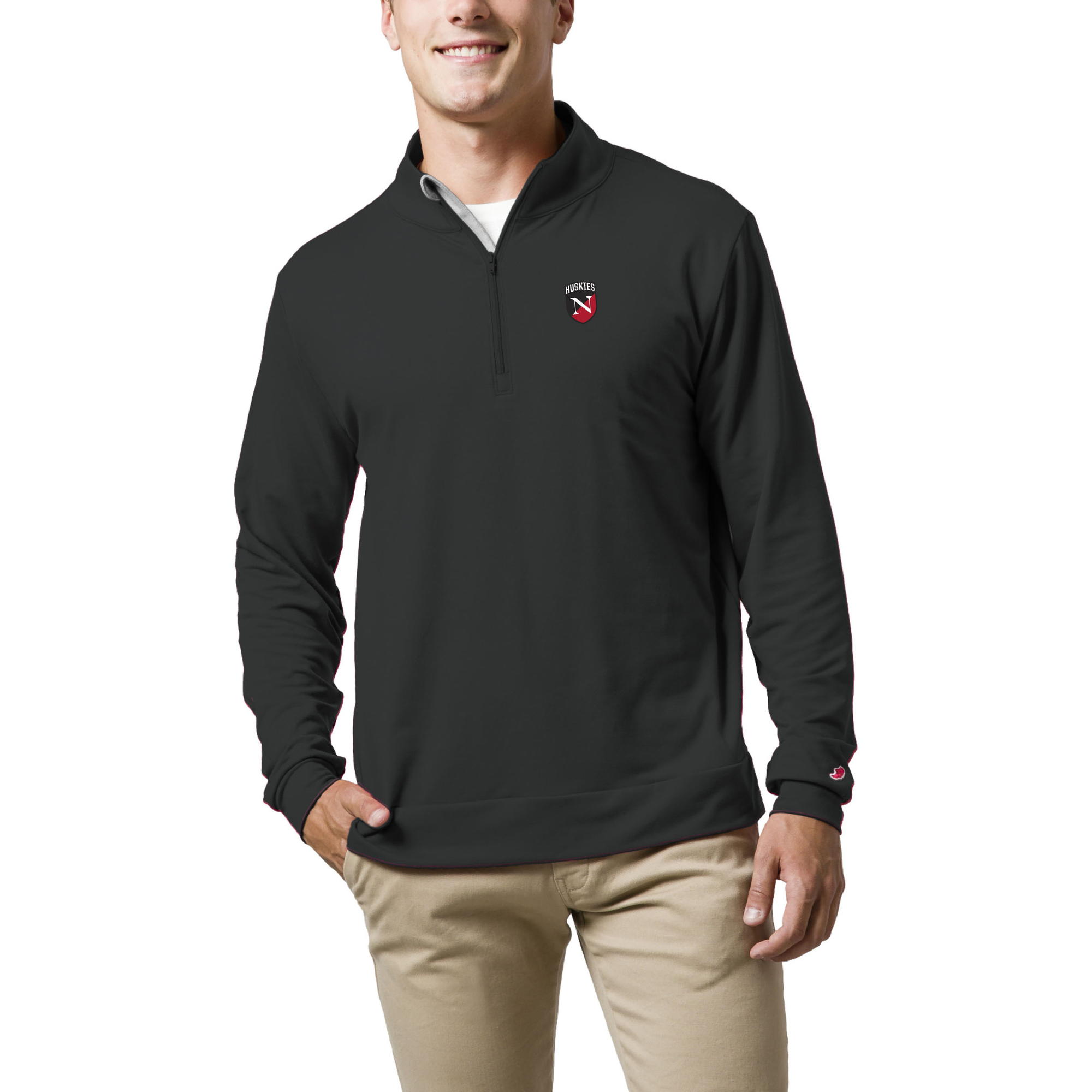 Men's League Collegiate Wear Black Northeastern Huskies All Day Quarter-Zip Pullover Top