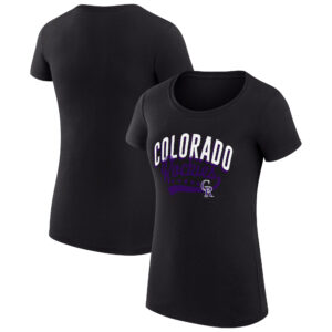 Women's G-III 4Her by Carl Banks  Black Colorado Rockies Filigree Team Fitted T-Shirt