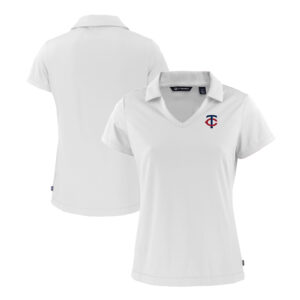 Women's Cutter & Buck  White Minnesota Twins Daybreak Eco Recycled V-Neck Polo