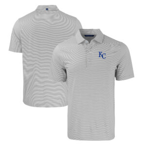 Men's Cutter & Buck Gray/White Kansas City Royals Big & Tall Forge Eco Double Stripe Stretch Recycled Polo