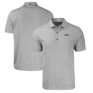 Men's Cutter & Buck  Heather Gray Pepperdine Waves Forge Eco Heather Stripe Stretch Recycled Polo