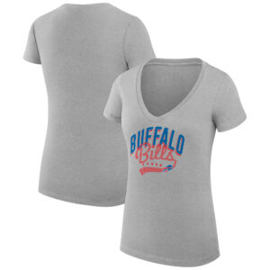 Women's G-III 4Her by Carl Banks Heather Gray Buffalo Bills Filigree Logo Lightweight V-Neck Fitted T-Shirt