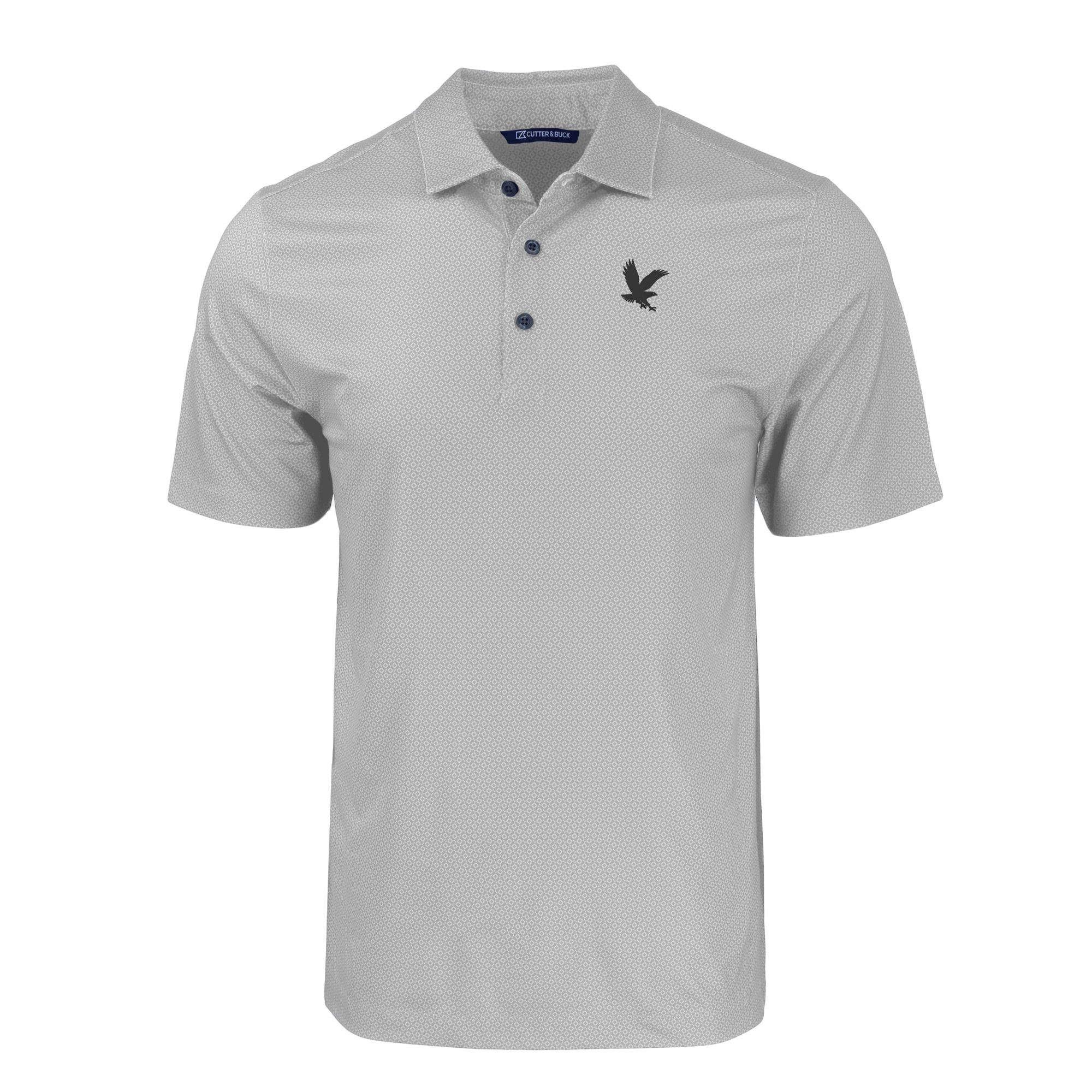 Men's Cutter & Buck Gray Embry-Riddle Eagles Pike Eco Tonal Geo Print Stretch Recycled Polo - Image 3